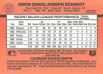 1990 Donruss #524 Dave Schmidt Back