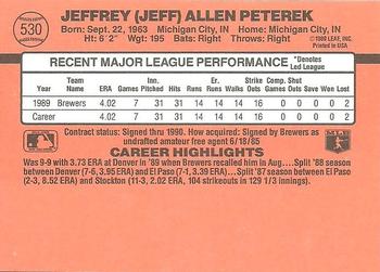 1990 Donruss #530 Jeff Peterek Back