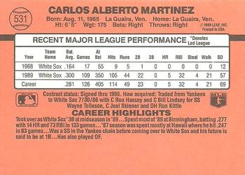1990 Donruss #531 Carlos Martinez Back