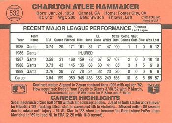 1990 Donruss #532 Atlee Hammaker Back