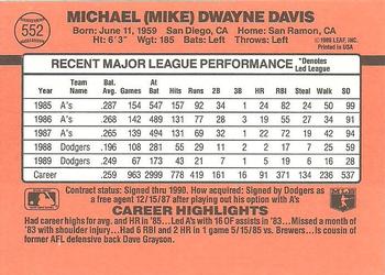 1990 Donruss #552 Mike Davis Back