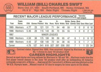 1990 Donruss #566 Billy Swift Back