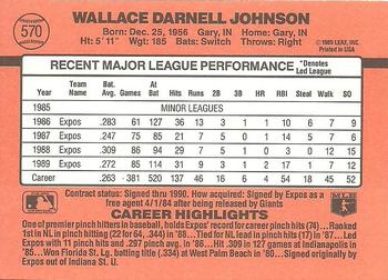 1990 Donruss #570 Wallace Johnson Back