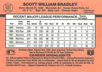 1990 Donruss #581 Scott Bradley Back