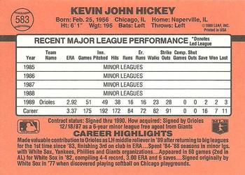 1990 Donruss #583 Kevin Hickey Back