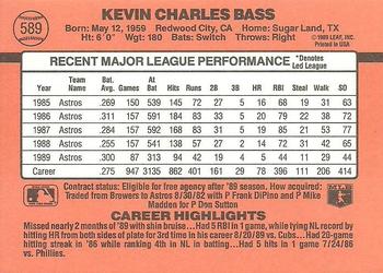 1990 Donruss #589 Kevin Bass Back