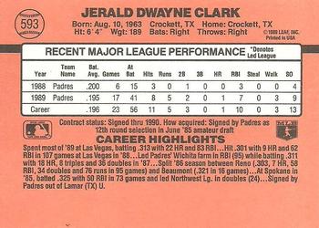 1990 Donruss #593 Jerald Clark Back