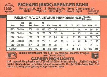 1990 Donruss #599 Rick Schu Back