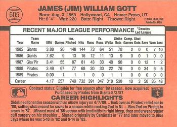 1990 Donruss #605 Jim Gott Back