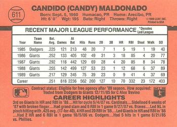 1990 Donruss #611 Candy Maldonado Back