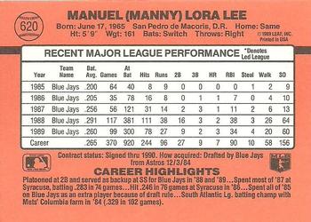 1990 Donruss #620 Manny Lee Back