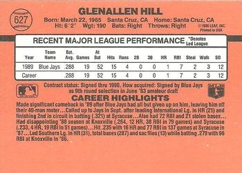 1990 Donruss #627 Glenallen Hill Back