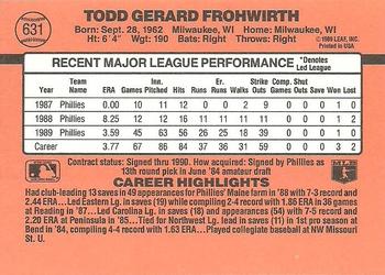 1990 Donruss #631 Todd Frohwirth Back