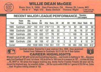 1990 Donruss #632 Willie McGee Back