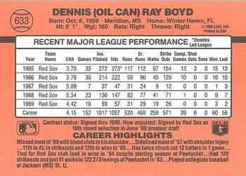 1990 Donruss #633 Oil Can Boyd Back
