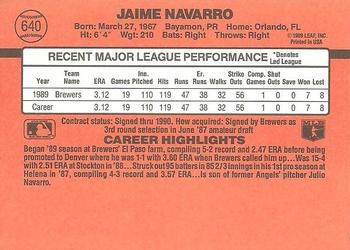1990 Donruss #640 Jaime Navarro Back