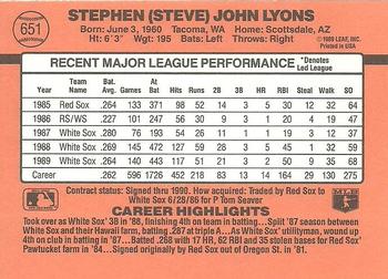 1990 Donruss #651 Steve Lyons Back