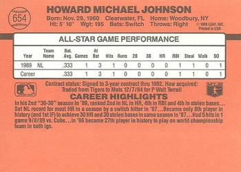 1990 Donruss #654 Howard Johnson Back