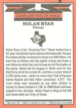 1990 Donruss #NNO Nolan Ryan Back