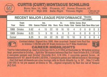 1990 Donruss #667 Curt Schilling Back