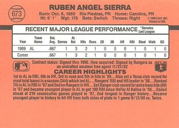 1990 Donruss #673 Ruben Sierra Back
