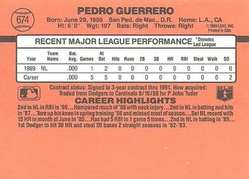 1990 Donruss #674 Pedro Guerrero Back