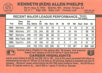 1990 Donruss #675 Ken Phelps Back