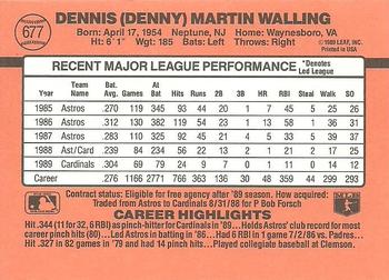 1990 Donruss #677 Denny Walling Back