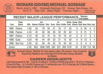 1990 Donruss #678 Goose Gossage Back