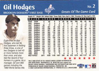 2000 Fleer Greats of the Game #2 Gil Hodges Back