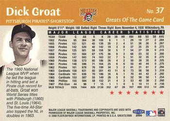 2000 Fleer Greats of the Game #37 Dick Groat Back