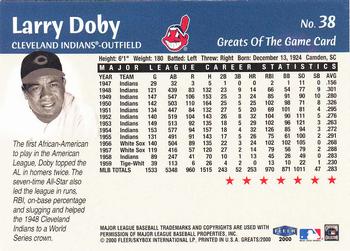 2000 Fleer Greats of the Game #38 Larry Doby Back