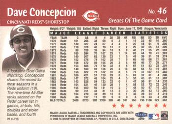 2000 Fleer Greats of the Game #46 Dave Concepcion Back