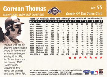 2000 Fleer Greats of the Game #55 Gorman Thomas Back