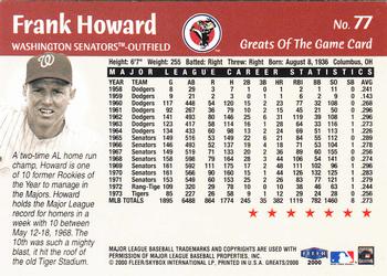 2000 Fleer Greats of the Game #77 Frank Howard Back