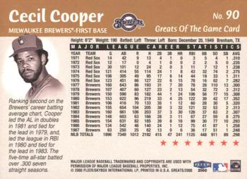 2000 Fleer Greats of the Game #90 Cecil Cooper Back