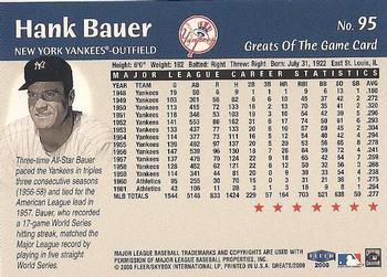 2000 Fleer Greats of the Game #95 Hank Bauer Back