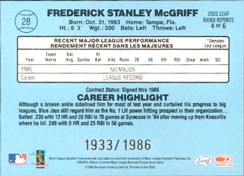 2002 Leaf - Rookie Reprints #4 Fred McGriff Back