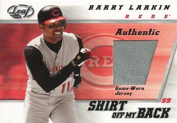 2002 Leaf - Shirt Off My Back #SBBL Barry Larkin  Front