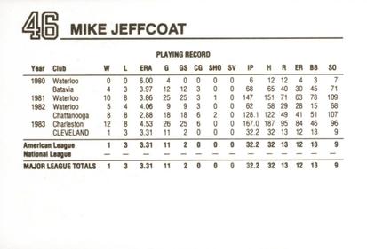 1984 Wheaties Cleveland Indians #NNO Mike Jeffcoat Back