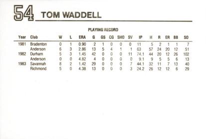 1984 Wheaties Cleveland Indians #NNO Tom Waddell Back