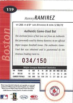 2002 Leaf Certified - Mirror Red #119 Manny Ramirez Back
