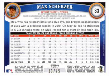 2011 Topps - Holiday Bonus #33 Max Scherzer Back