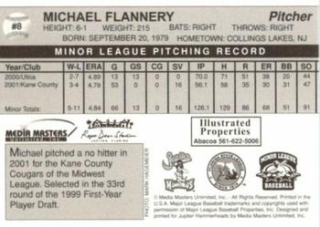 2002 Jupiter Hammerheads #8 Michael Flannery Back
