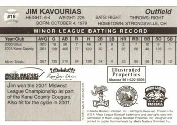 2002 Jupiter Hammerheads #18 Jim Kavourias Back