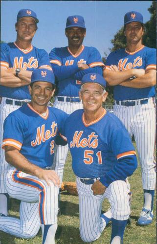 1985 Barry Colla New York Mets Photocards #1585 Bill Robinson / Mel Stottlemyre / Bobby Valentine / Vern Hoscheit / Greg Pavlick Front