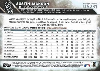 2016 Topps Update - Black & White Negatives #US231 Austin Jackson Back