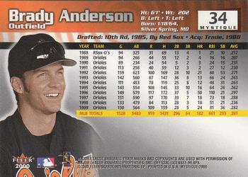 2000 Fleer Mystique #34 Brady Anderson Back
