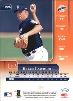 2002 Leaf Rookies & Stars - Great American Signings #226 Brian Lawrence Back