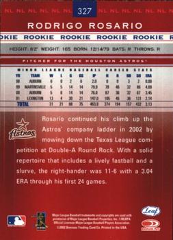 2002 Leaf Rookies & Stars - Great American Signings #327 Rodrigo Rosario Back